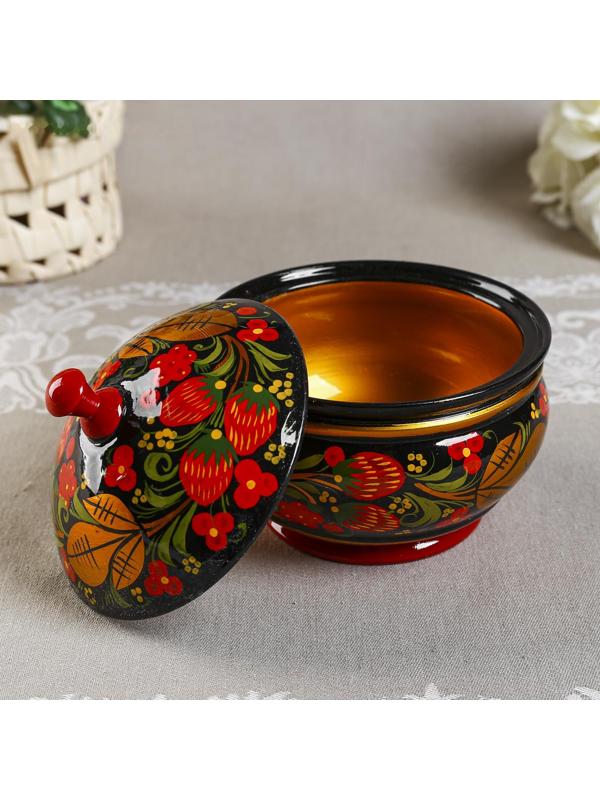 Сахарница «Ягодка», большая, 13×15 см, хохлома