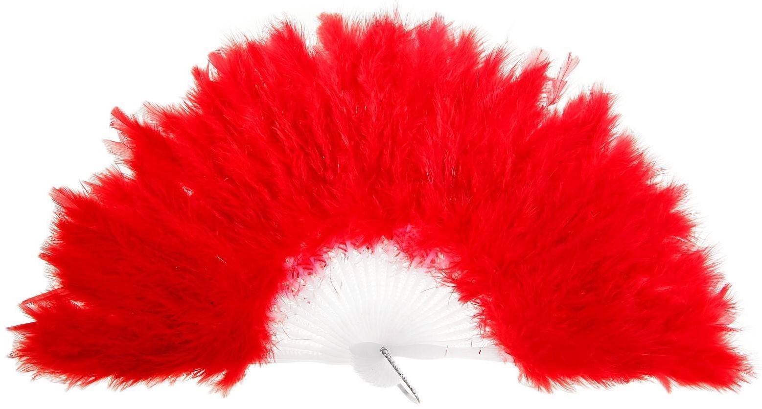 Веер пуховой, 28 см, цвет красный