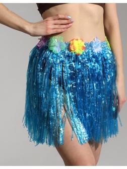 Гавайская юбка, цвет синий, 40 см