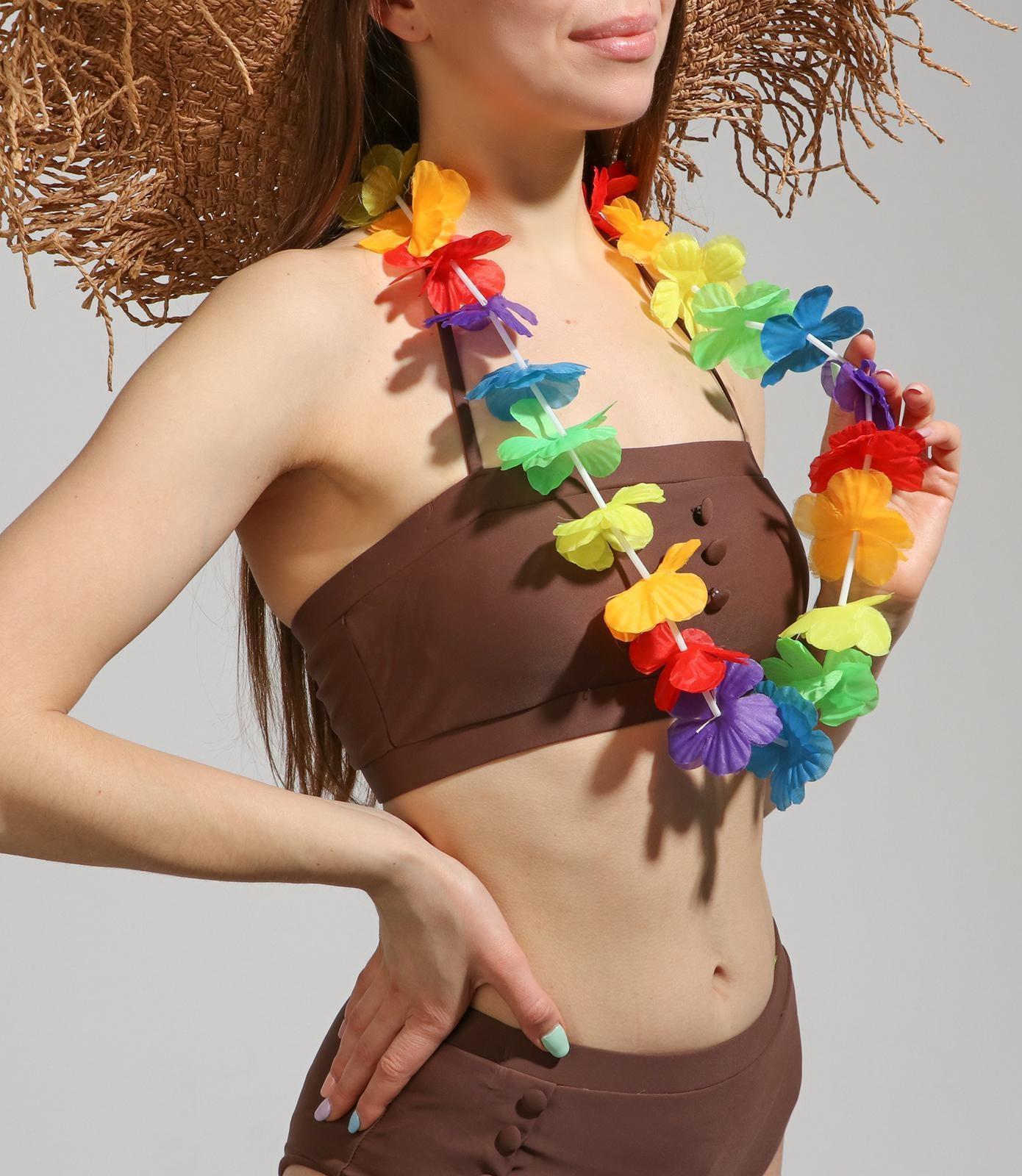 Ожерелье гавайское «Пушистик», многоцветное