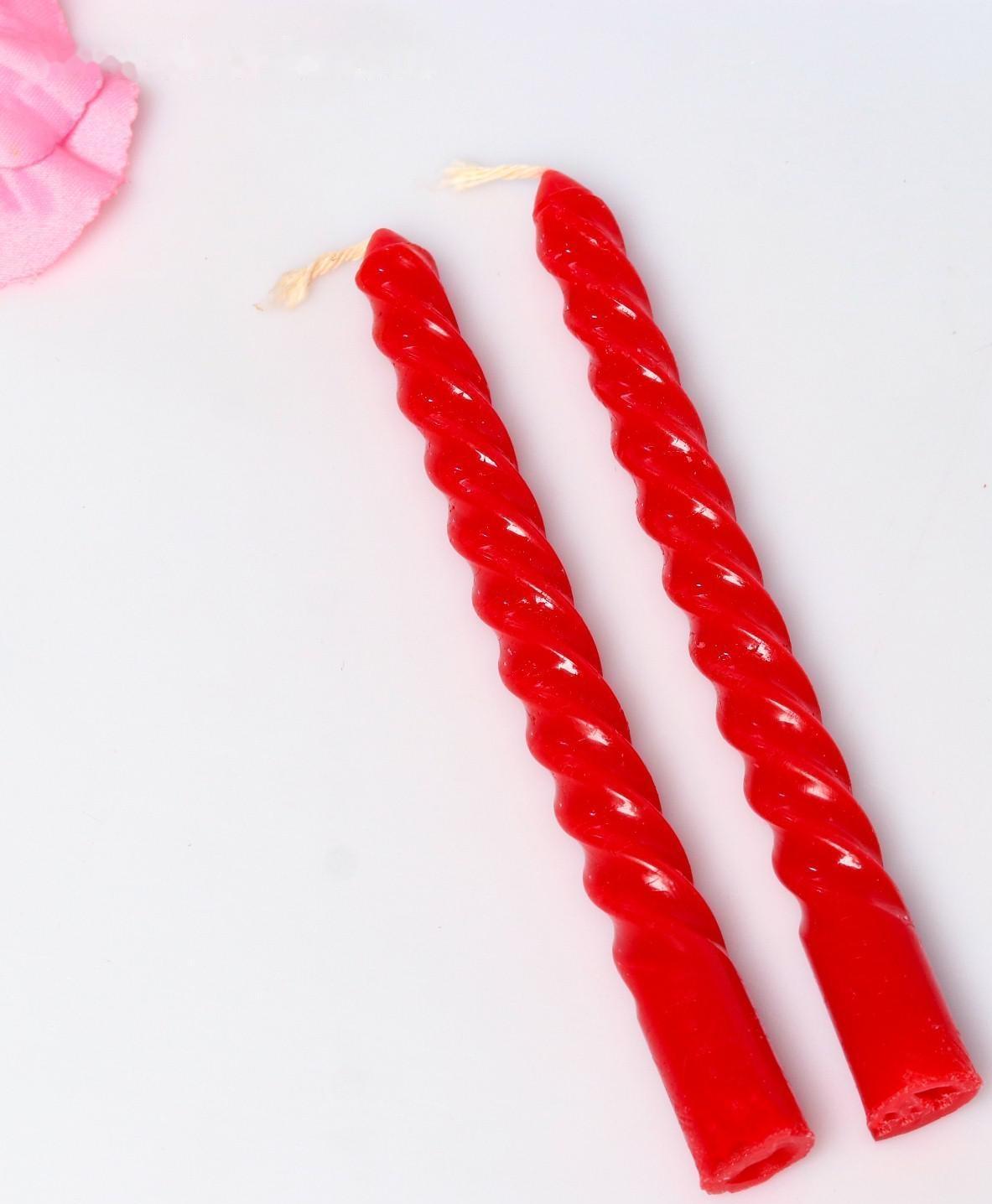 Набор свечей витых, 1,5х 15 см, 2 штуки, аромат роза