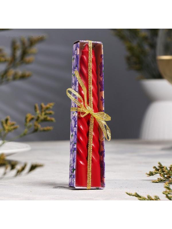 Набор свечей витых, 1,5х 15 см, 2 штуки, аромат роза