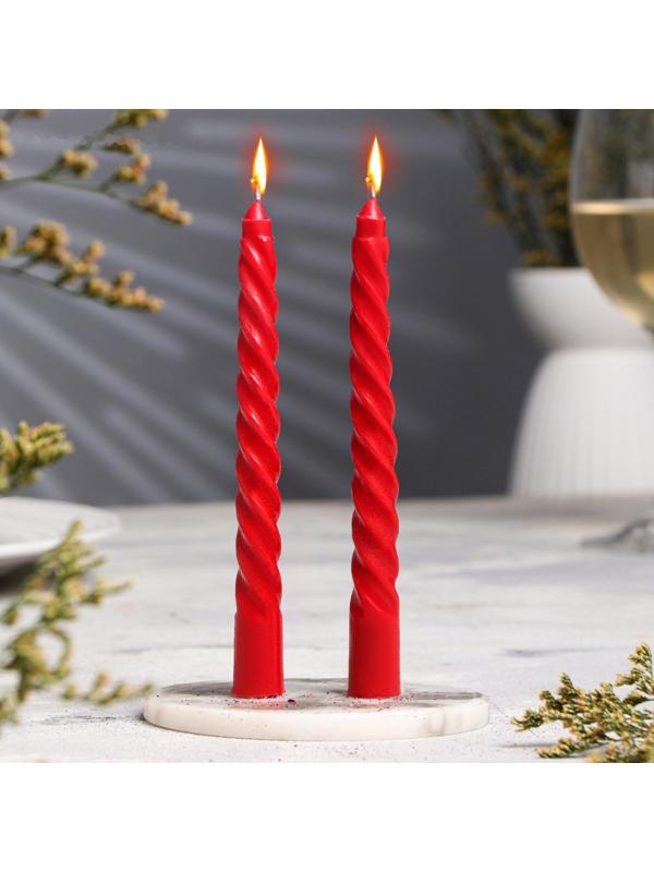 Набор свечей витых, 1,5х 15 см, 2 штуки, аромат роза