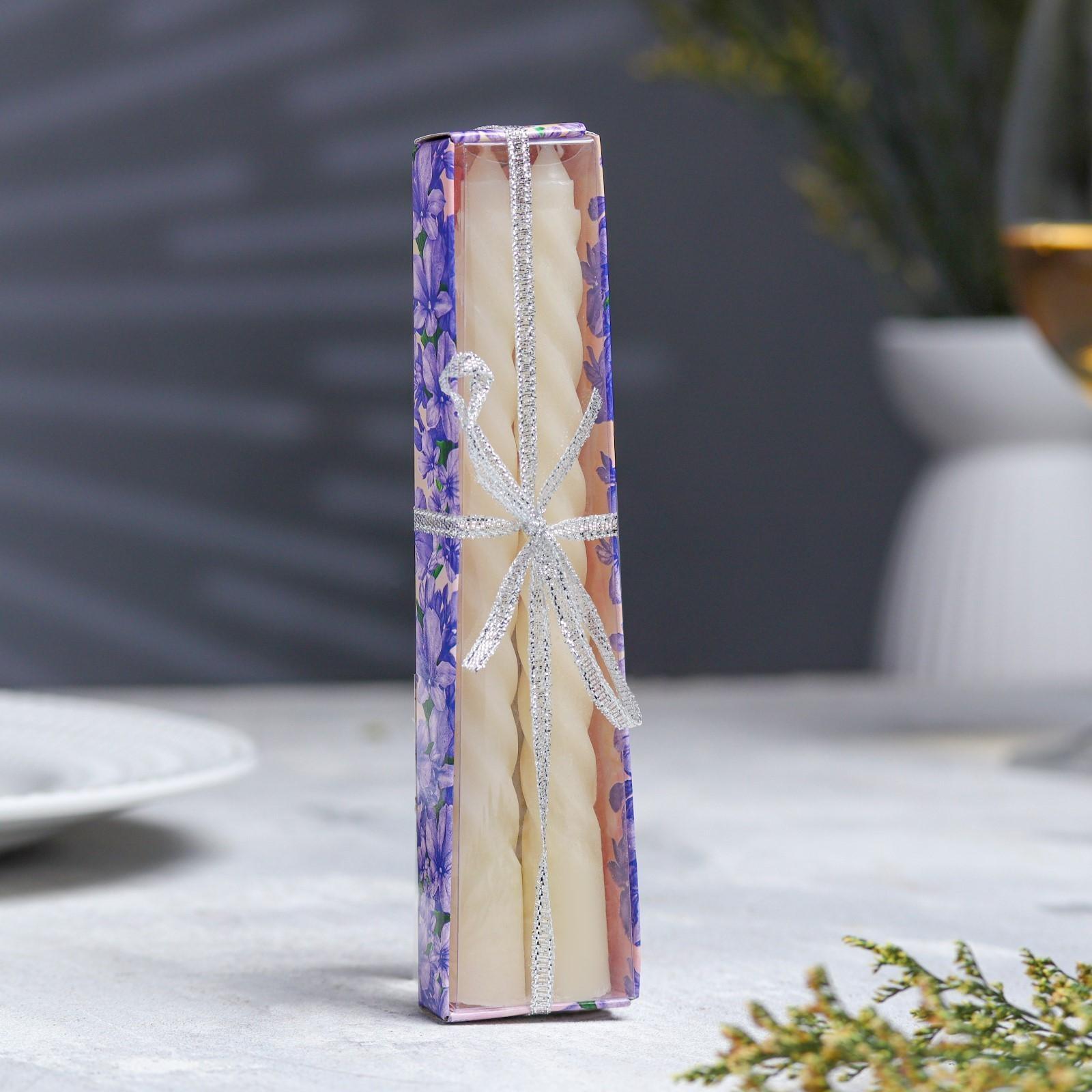 Набор свечей витых, 1,5х 15 см, 2 штуки, аромат ваниль