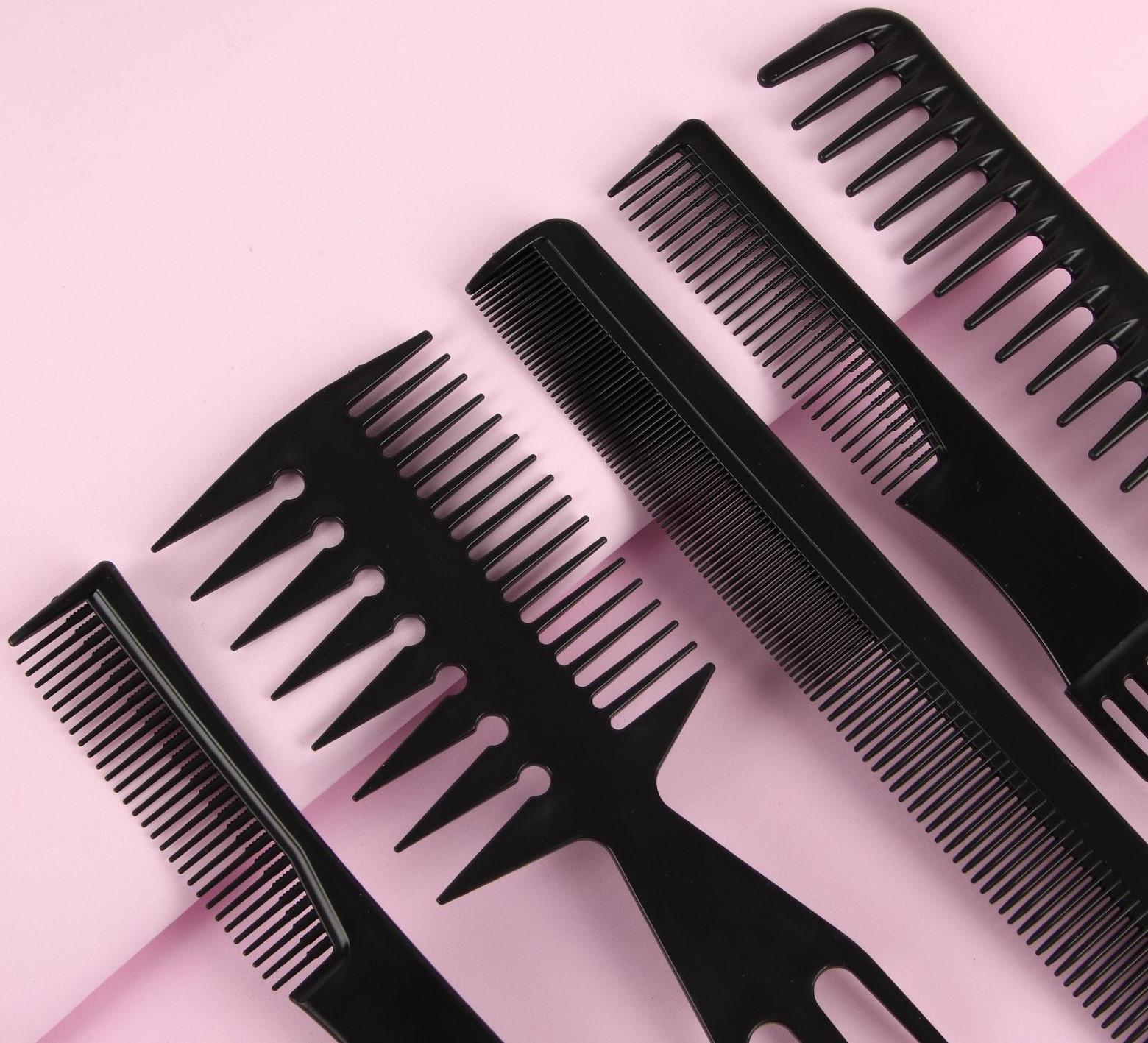 Набор расчёсок, 10 предметов, в чехле, цвет чёрный