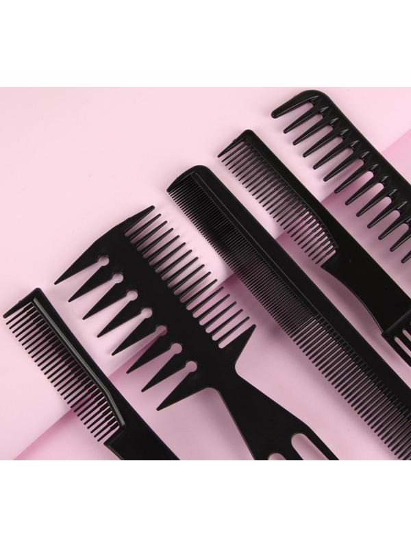 Набор расчёсок, 10 предметов, в чехле, цвет чёрный