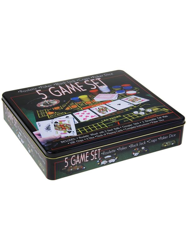Набор для игры в покер (рулетка, карты 54 шт, фишки с номиналом 100 шт, кубики 4 шт, поле)