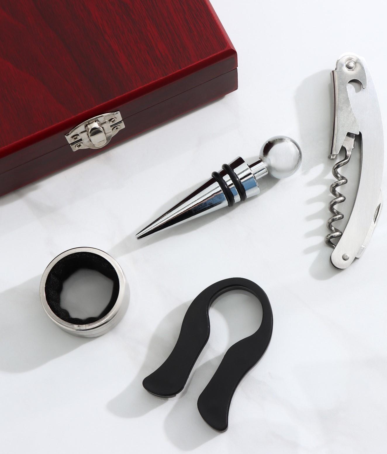 Набор для вина Доляна «Президент», 4 предмета: открывашка, пробка, кольцо, резец для фольги