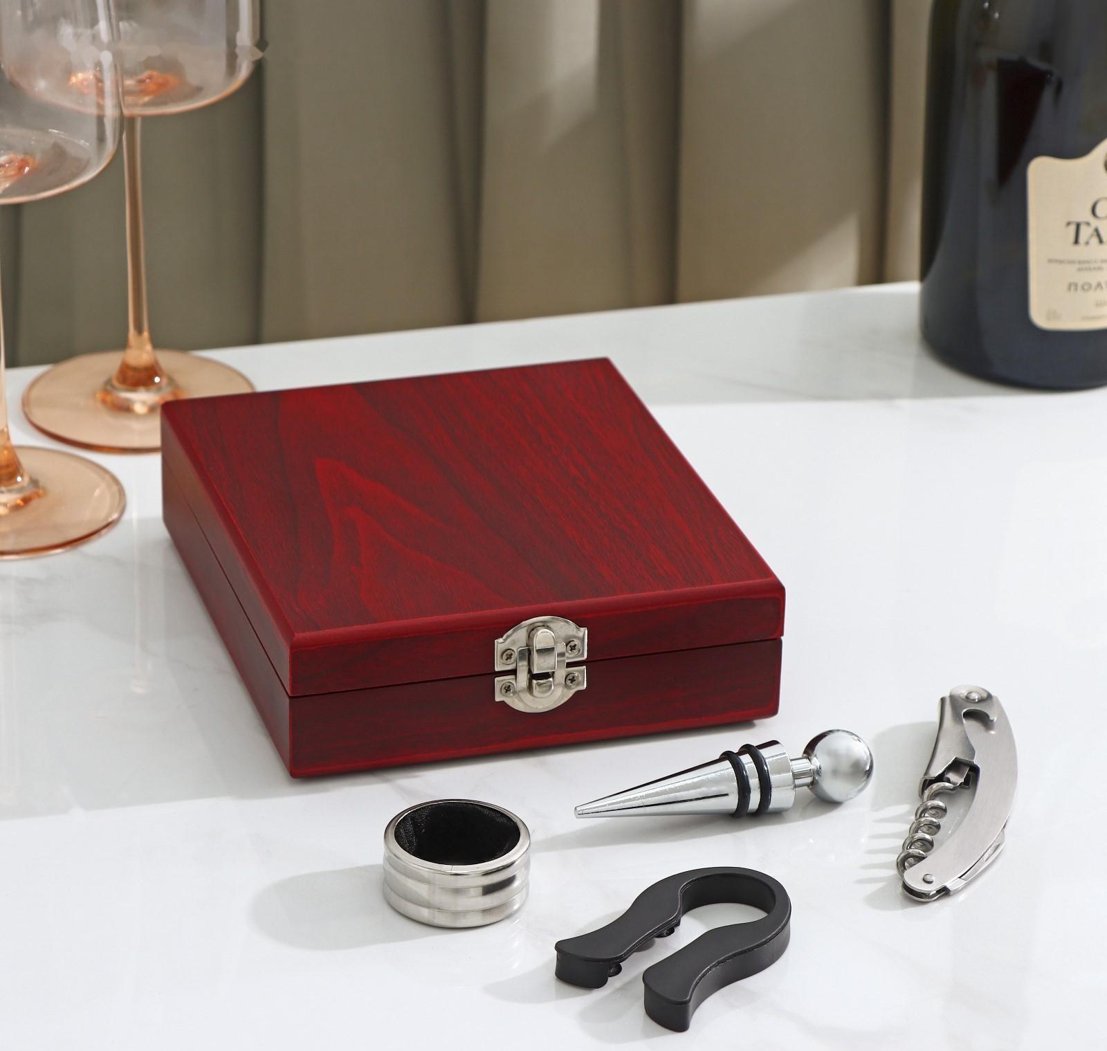 Набор для вина Доляна «Президент», 4 предмета: открывашка, пробка, кольцо, резец для фольги