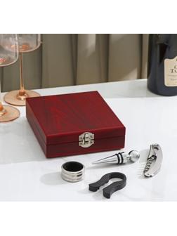 Набор для вина Доляна «Президент», 4 предмета: открывашка, пробка, кольцо, резец для фольги