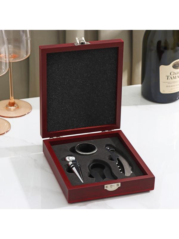 Набор для вина Доляна «Президент», 4 предмета: открывашка, пробка, кольцо, резец для фольги