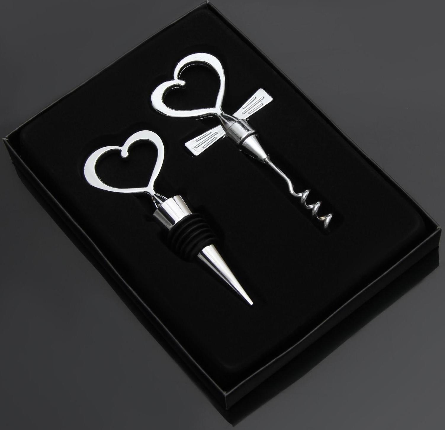 Набор для вина Доляна «Сердца», 2 предмета: штопор, пробка фигурная