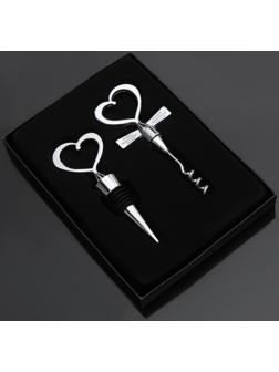 Набор для вина Доляна «Сердца», 2 предмета: штопор, пробка фигурная