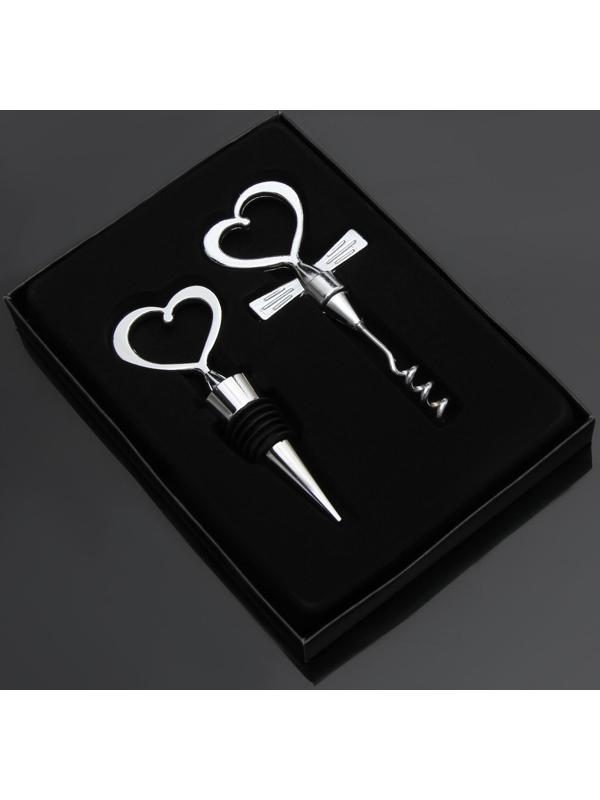 Набор для вина Доляна «Сердца», 2 предмета: штопор, пробка фигурная