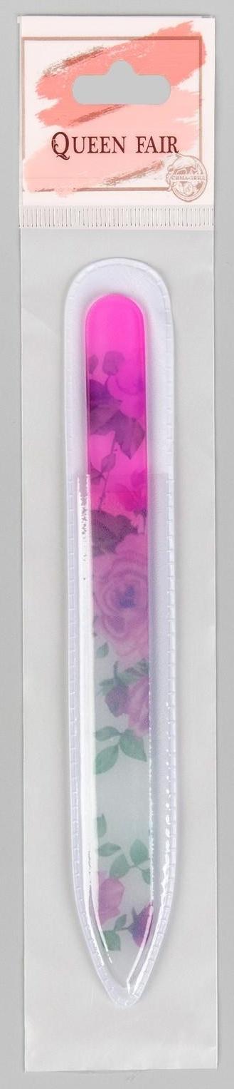 Пилка стеклянная для ногтей, 14 см, в чехле, рисунок МИКС