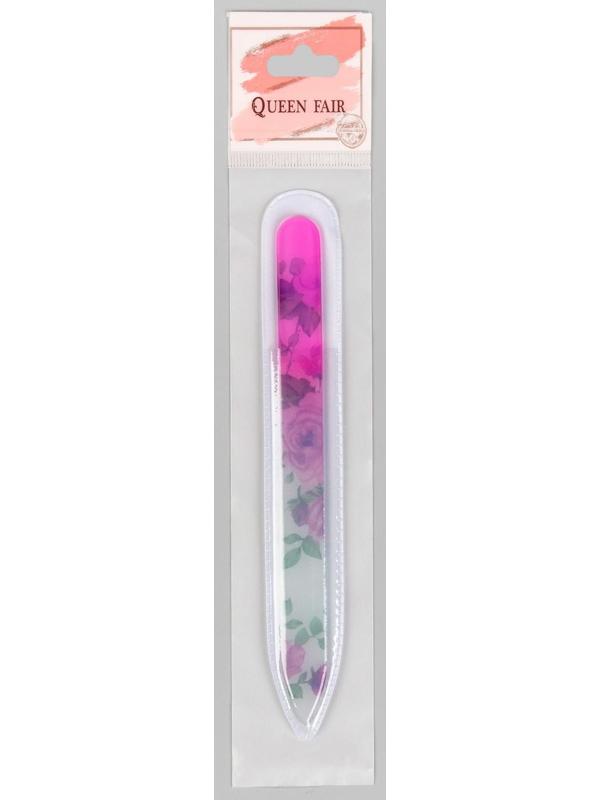 Пилка стеклянная для ногтей, 14 см, в чехле, рисунок МИКС