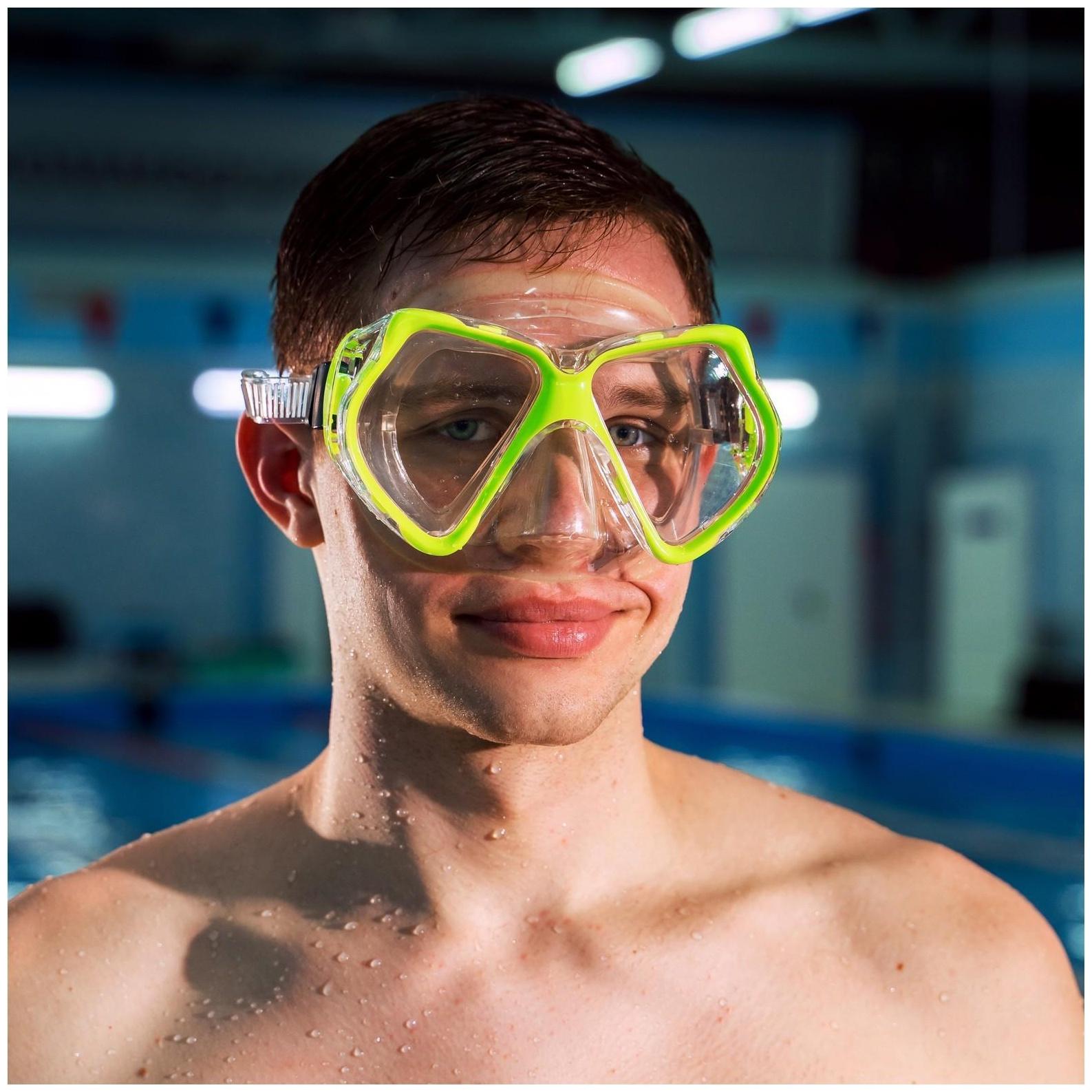 Маска для плавания взрослая, PVC, в пакете, цвета микс