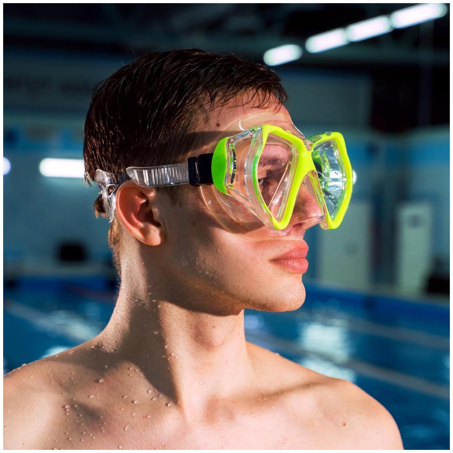 Маска для плавания взрослая, PVC, в пакете, цвета микс