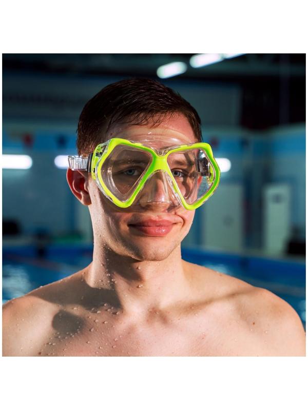 Маска для плавания взрослая, PVC, в пакете, цвета микс