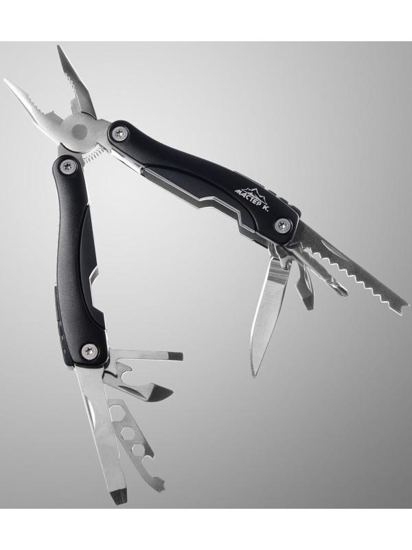 Мультитул 9в1 в чехле, рукоять черная,  9х3,5х2,5см