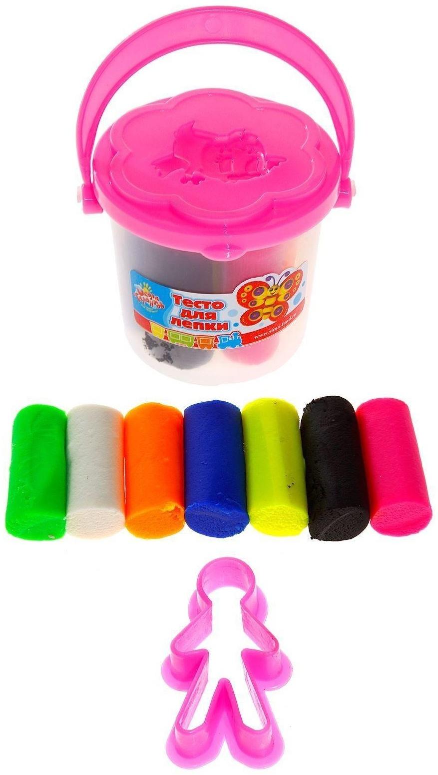 Тесто для лепки 7 цветов, 105 г + 1 формочка + крышка-формочка, МИКС