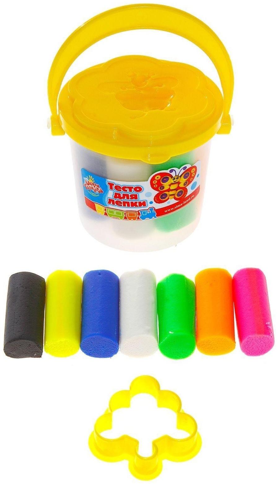 Тесто для лепки 7 цветов, 105 г + 1 формочка + крышка-формочка, МИКС