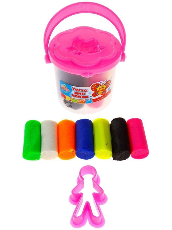 Тесто для лепки 7 цветов, 105 г + 1 формочка + крышка-формочка, МИКС