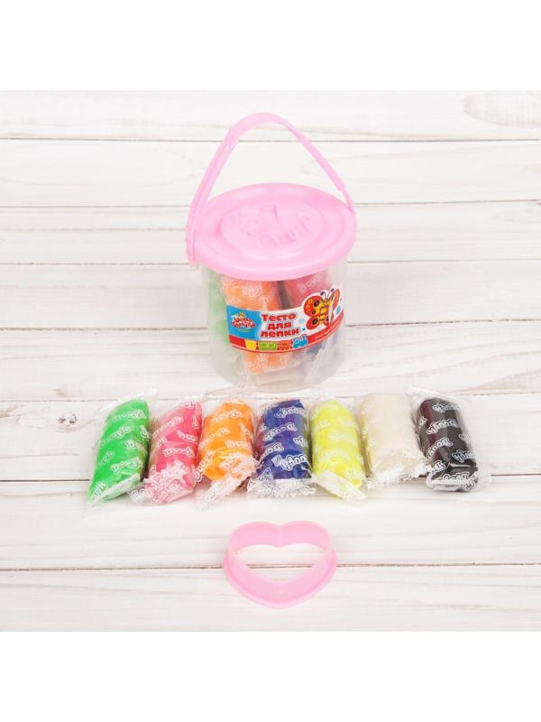 Тесто для лепки 7 цветов, 105 г + 1 формочка + крышка-формочка, МИКС