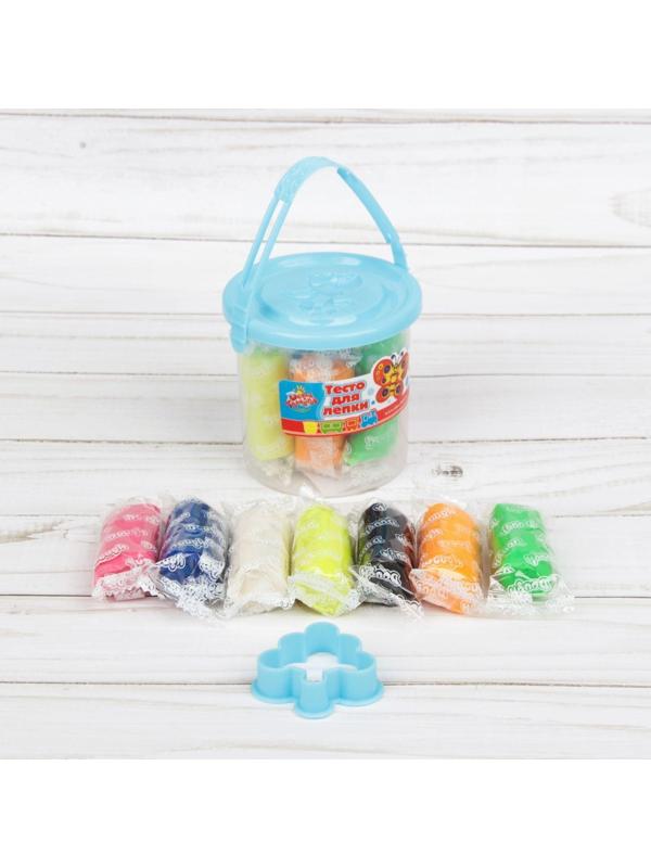 Тесто для лепки 7 цветов, 105 г + 1 формочка + крышка-формочка, МИКС