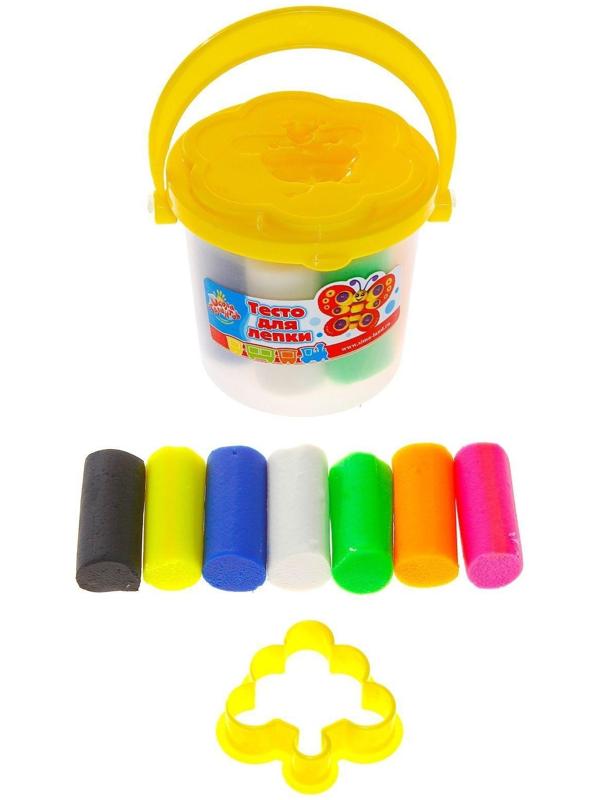 Тесто для лепки 7 цветов, 105 г + 1 формочка + крышка-формочка, МИКС