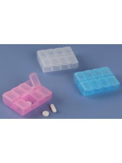 Таблетница, английские буквы, 8 секций, 7,4 см х 6,2 см х 2,1 см, цвет МИКС