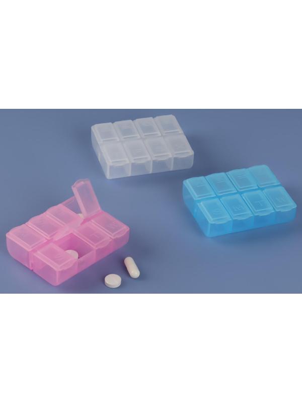 Таблетница, английские буквы, 8 секций, 7,4 см х 6,2 см х 2,1 см, цвет МИКС