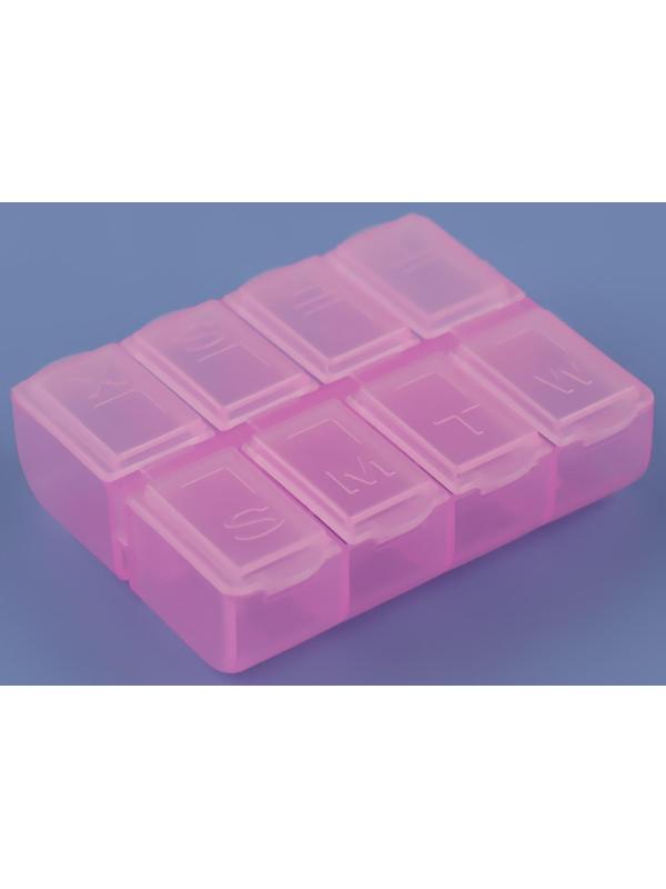 Таблетница, английские буквы, 8 секций, 7,4 см х 6,2 см х 2,1 см, цвет МИКС