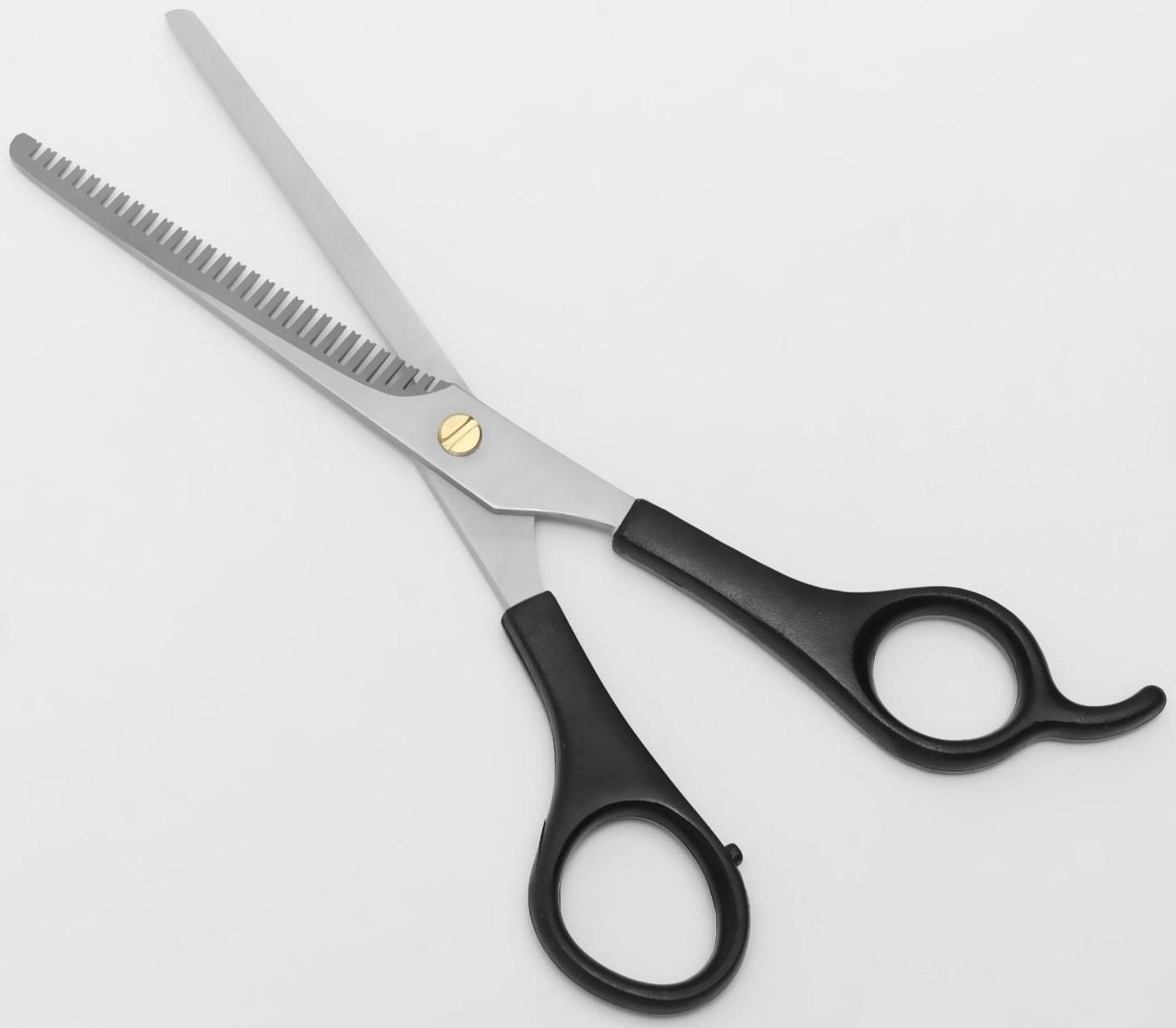 Ножницы филировочные с упором, лезвие — 7 см, цвет чёрный