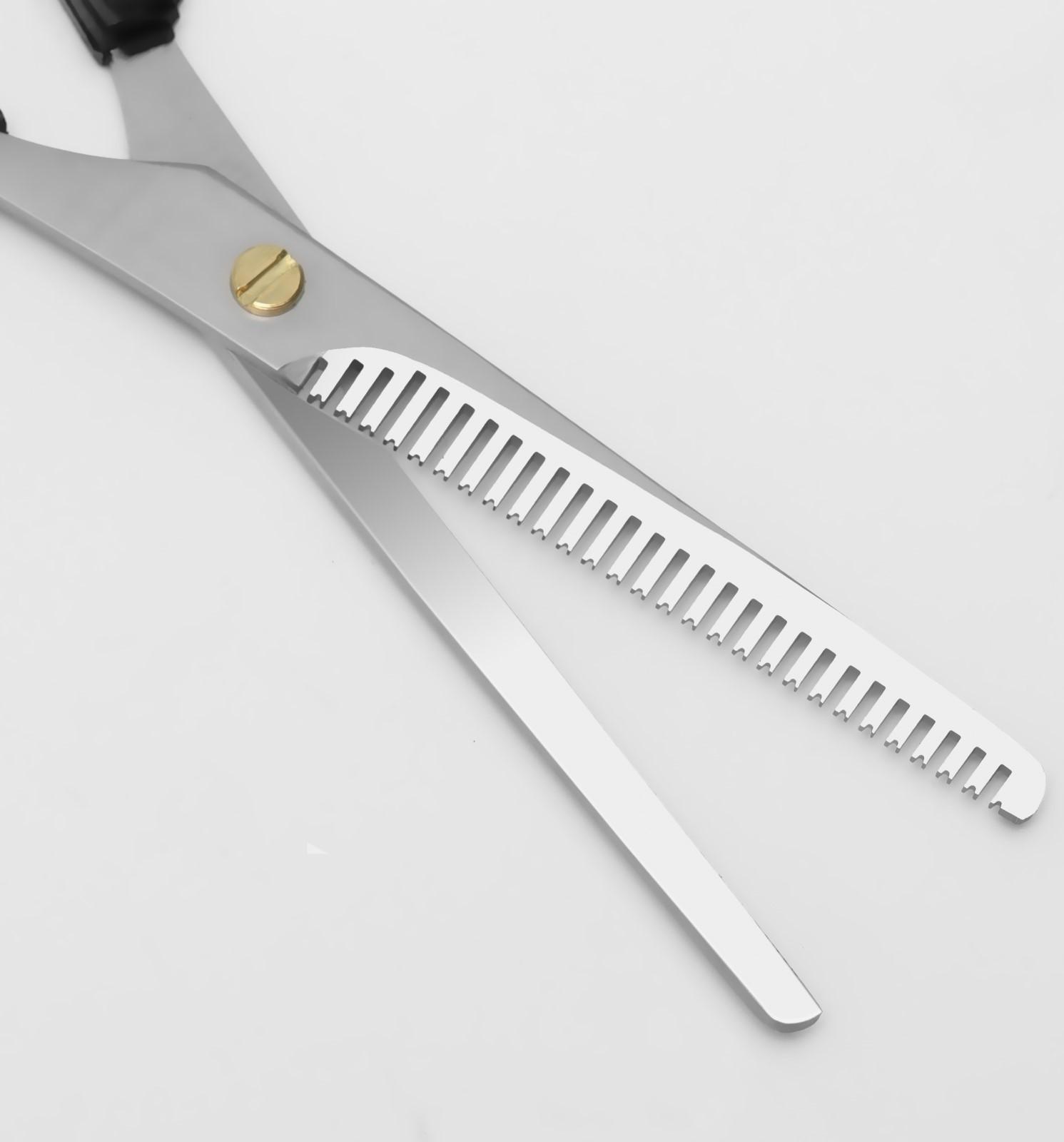 Ножницы филировочные с упором, лезвие — 7 см, цвет чёрный