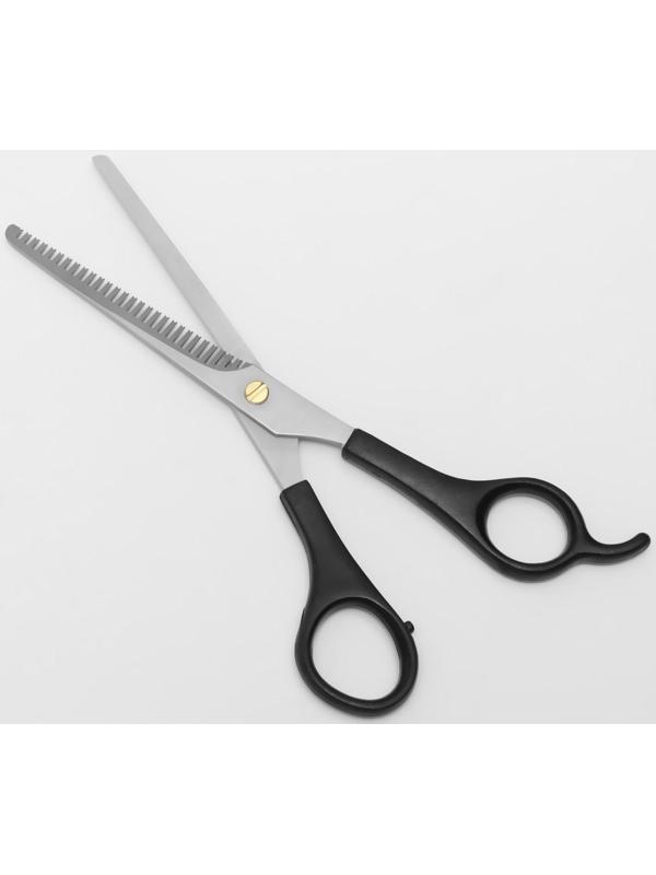 Ножницы филировочные с упором, лезвие — 7 см, цвет чёрный