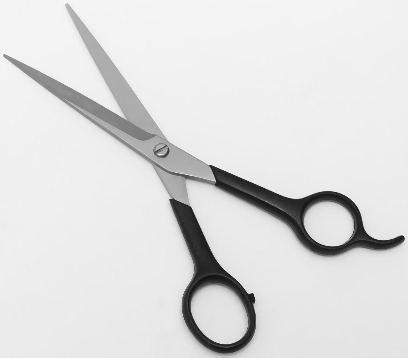 Ножницы парикмахерские с упором, лезвие — 7 см, цвет чёрный