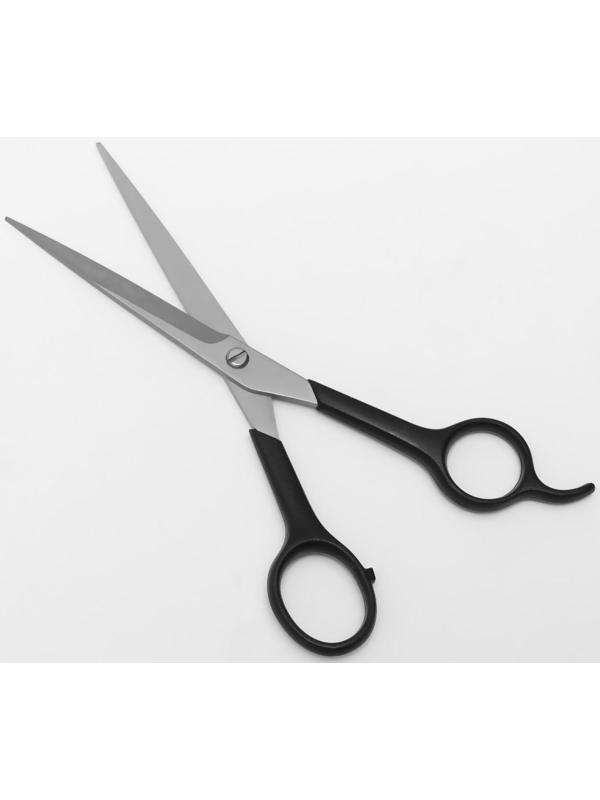 Ножницы парикмахерские с упором, лезвие — 7 см, цвет чёрный