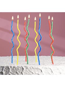 Свечи для торта, набор 8 шт, витые, 17 см