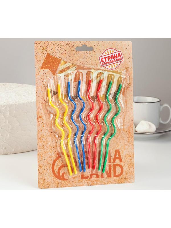 Свечи для торта, набор 8 шт, витые, 17 см