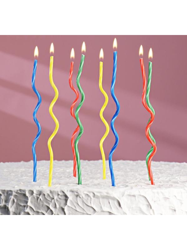 Свечи для торта, набор 8 шт, витые, 17 см