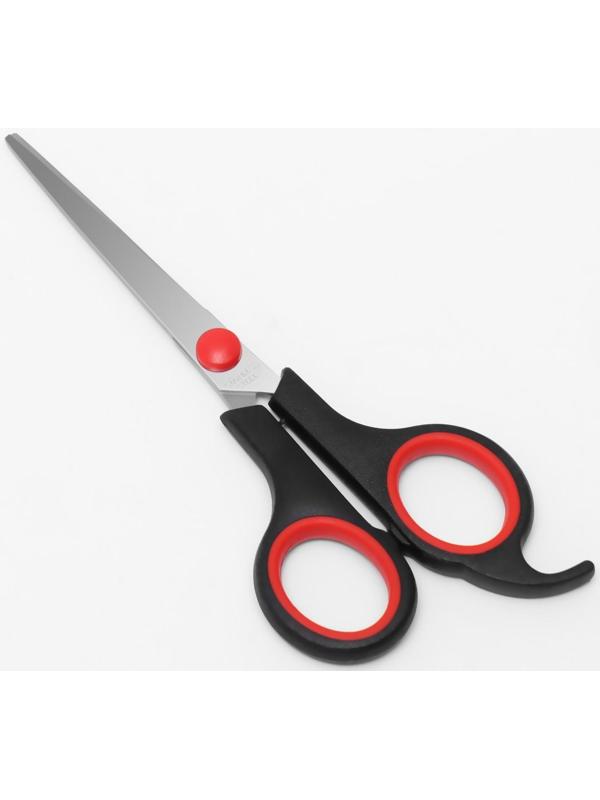 Ножницы парикмахерские с упором, лезвие — 5,5 см, цвет чёрный/красный