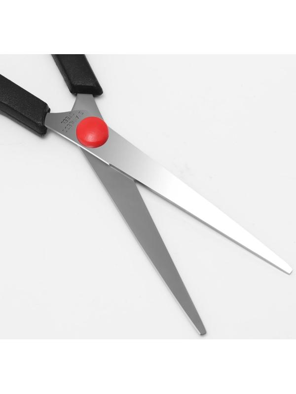 Ножницы парикмахерские с упором, лезвие — 5,5 см, цвет чёрный/красный