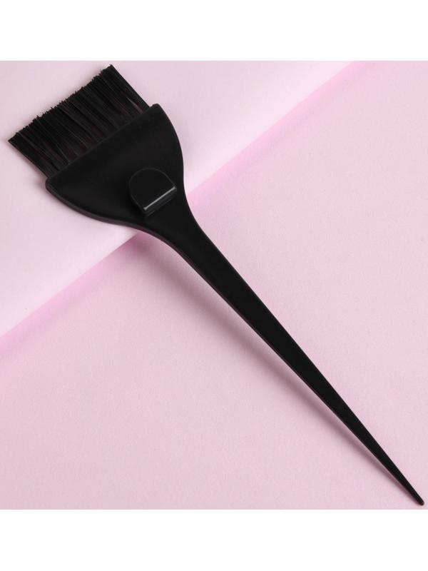 Кисть для окрашивания волос с фиксатором, 21 х 5,5 см, цвет чёрный