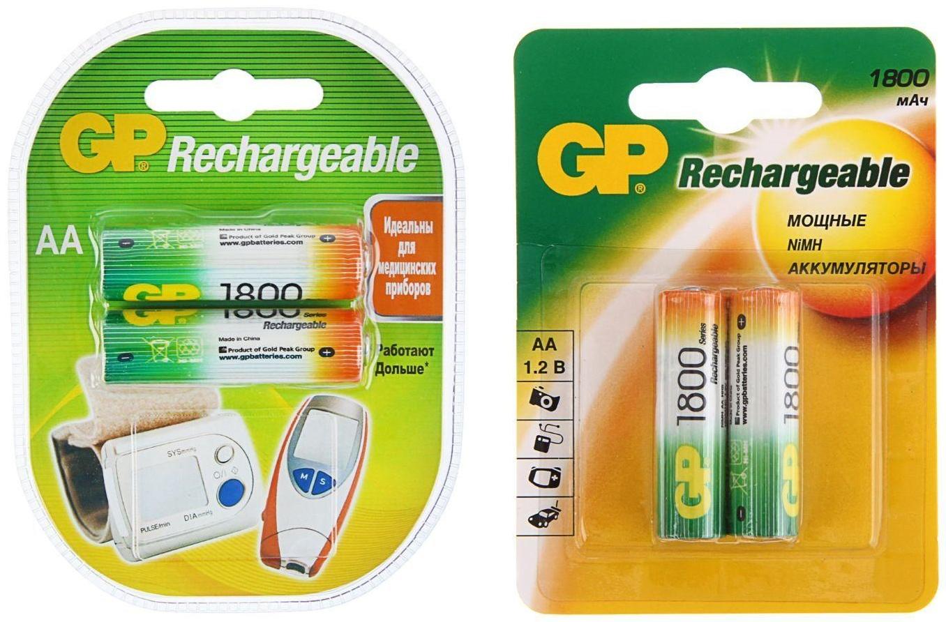Аккумулятор GP, Ni-Mh, AA, HR6-2BL, 1.2В, 1800 мАч, блистер, 2 шт.