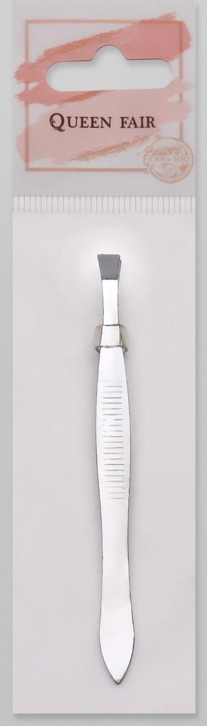 Пинцет прямой, широкий, 8,5 см, цвет серебристый