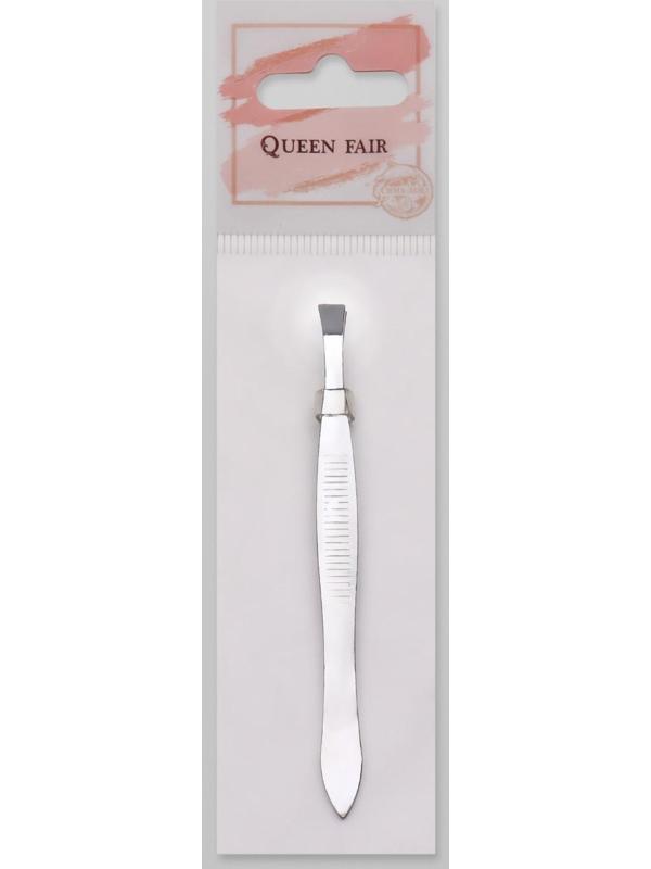 Пинцет прямой, широкий, 8,5 см, цвет серебристый