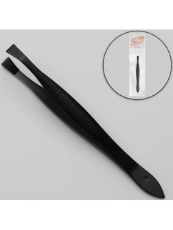 Пинцет прямой, узкий, 8,5 см, цвет чёрный