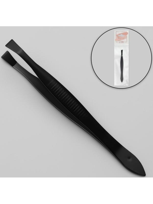 Пинцет прямой, узкий, 8,5 см, цвет чёрный