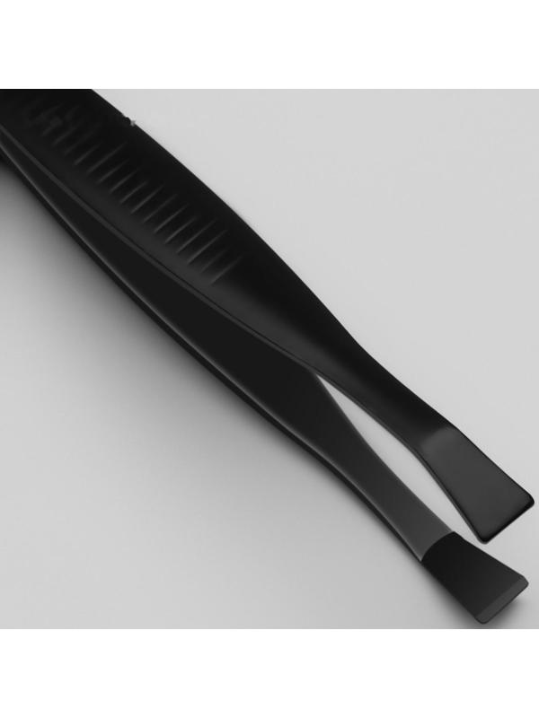 Пинцет прямой, узкий, 8,5 см, цвет чёрный